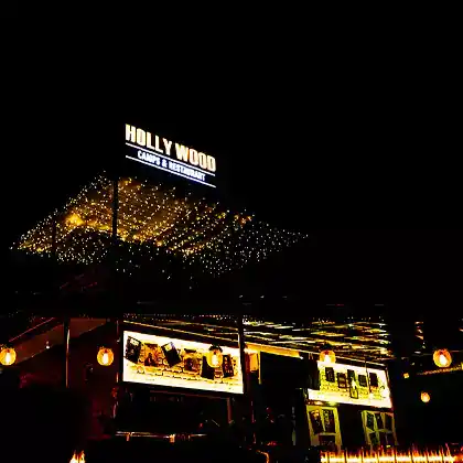 Hollywood Camps and Restaurant Bir Billing Exterior View at Night